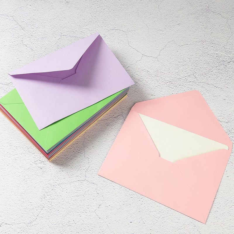 Wishop A7 Colorful Envelopes and Blank Cards 24 Pieces A7 Envelopes and 24 Pieces 5x7 Cream Color Flat Cards for Weddings, Invitations, Birthday, Baby Shower (Cream/Multicolor) - Image 5